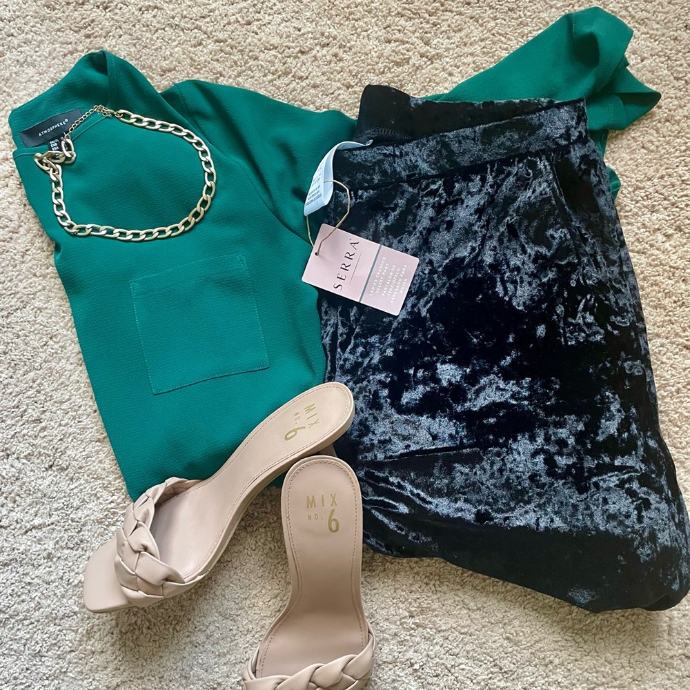 Black Crushed Velvet Pants